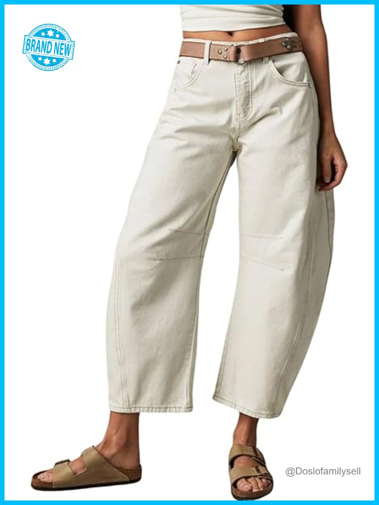 Wide Leg Cropped Baggy Y2k Mid Rise Jeans - Boyfriend Harem Denim Pants